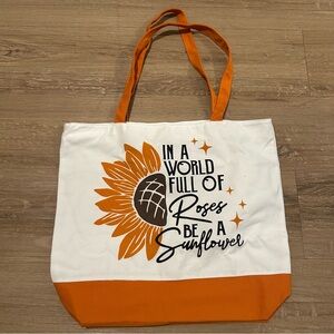 In A World Full Of Roses Be A Sunflower Reusable Tote Bag Gift Bag Large Canvas